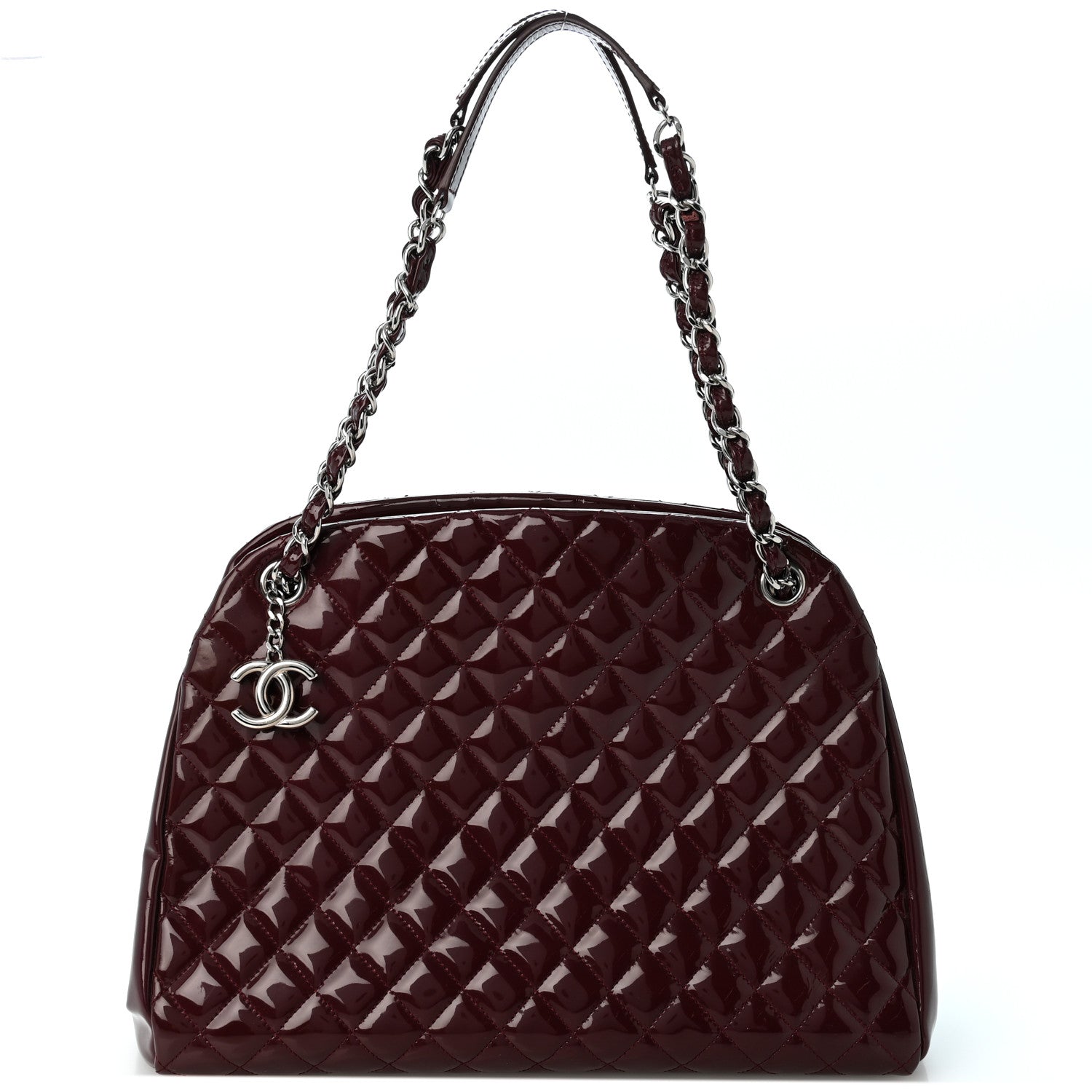 Chanel Patent Quilted Large Just Mademoiselle Bowling Bag Plum 1 of 13