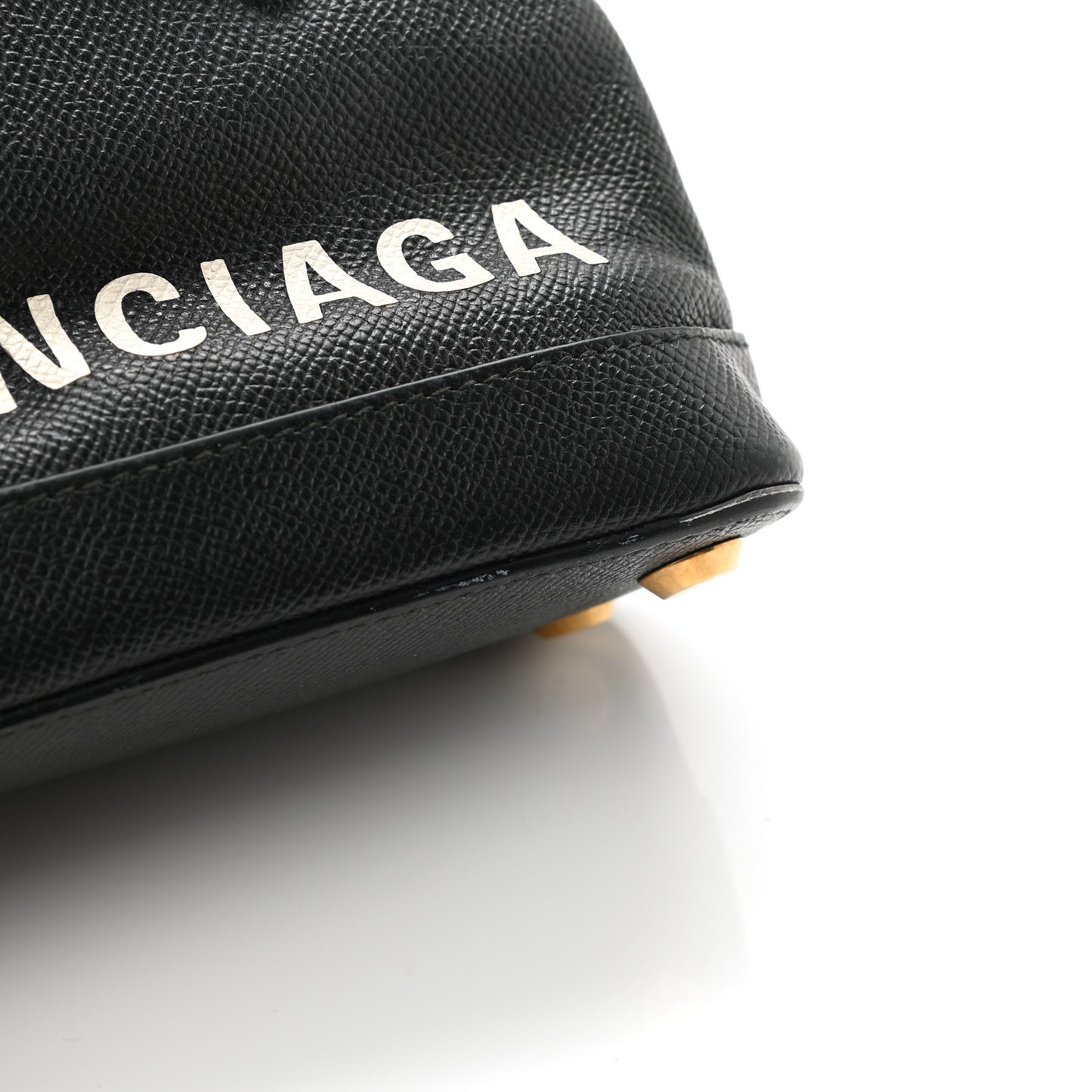 Signature Grained Calfskin XXS Ville Top Handle Bag Black White