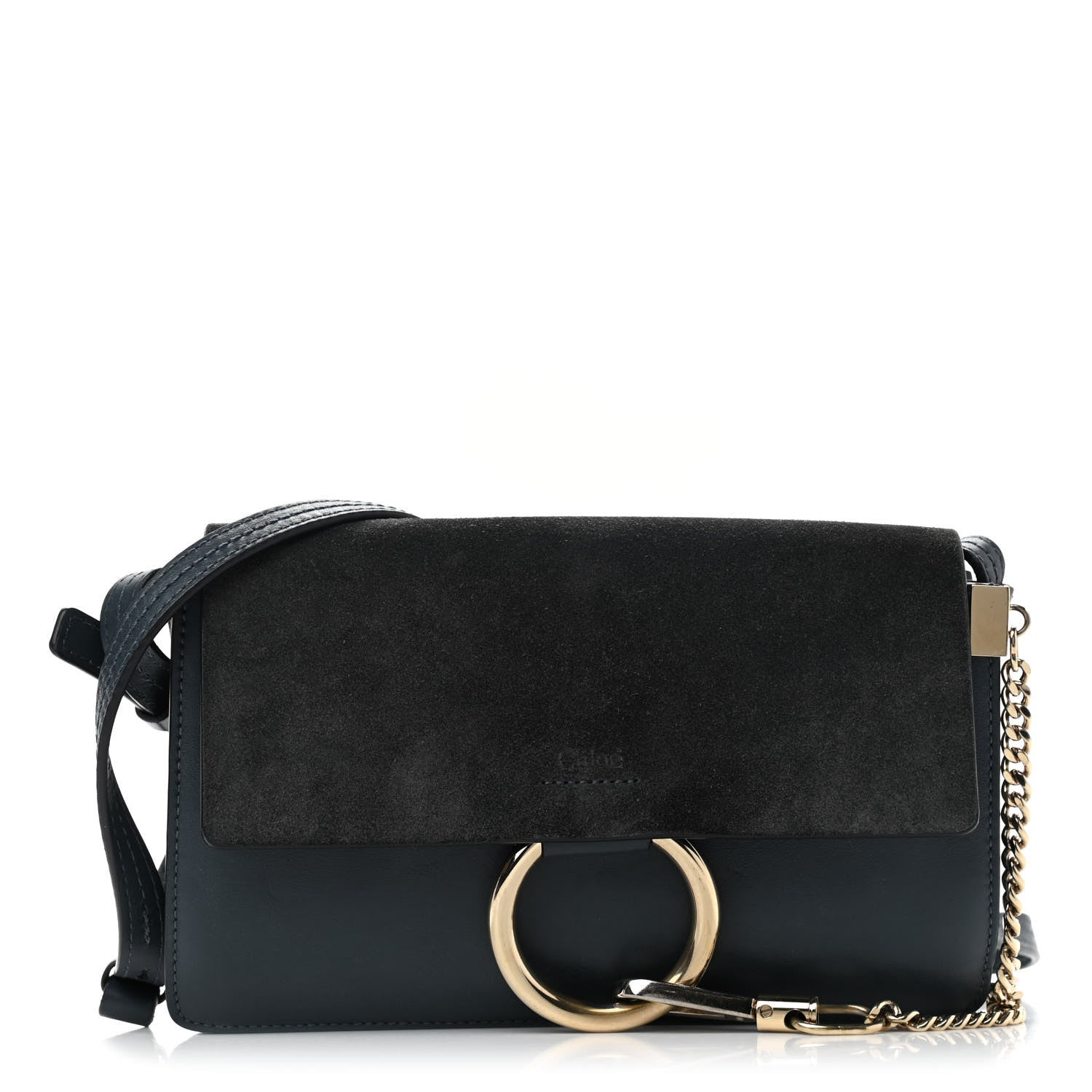 Chloe Suede Calfskin Small Faye Shoulder Bag Denim Blue 1 of 11