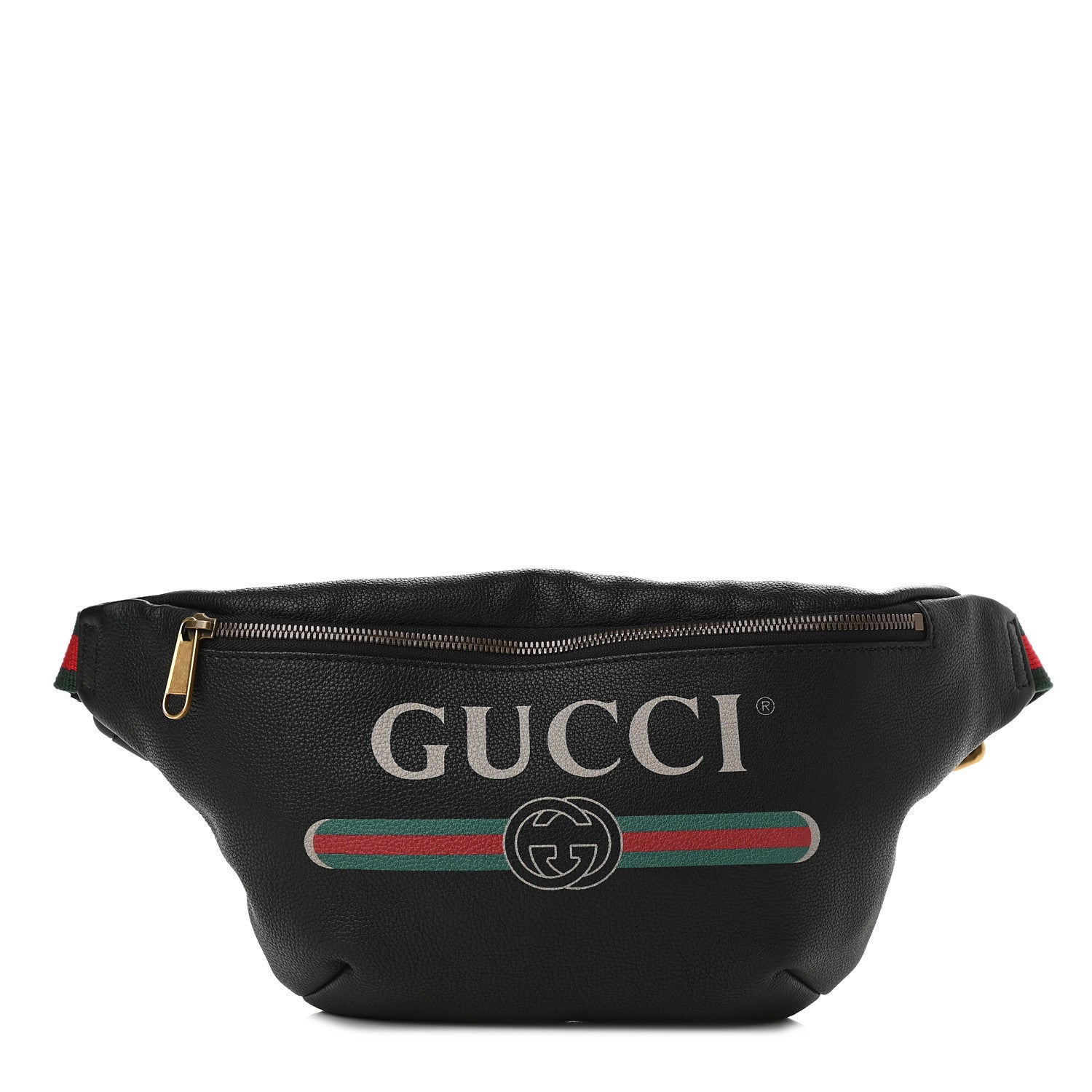 Gucci Grained Calfskin Logo Belt Bag Black 1 of 9