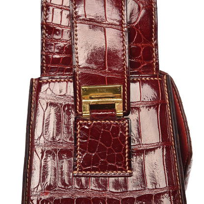 Hermes Shiny Porosus Crocodile Handbag Rouge H 11 of 13