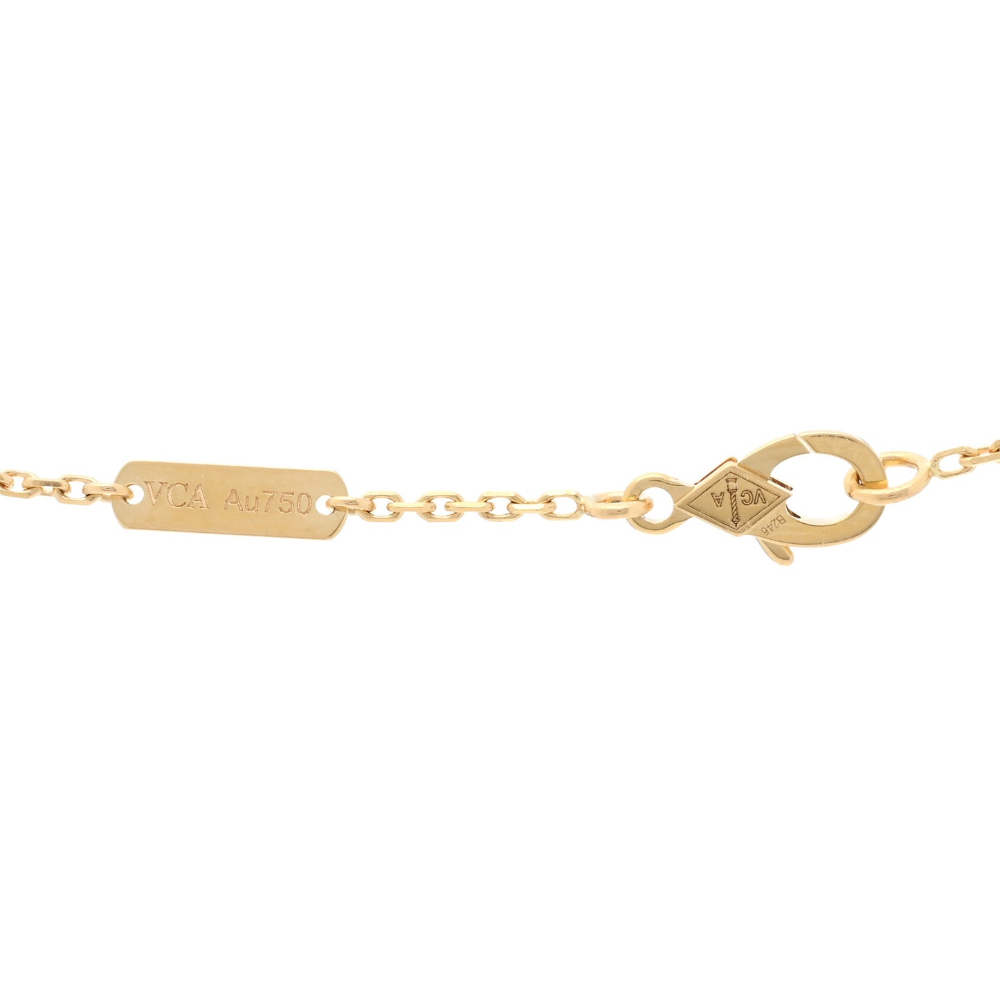 18K Yellow Gold Guilloche Vintage Alhambra Pendant Necklace
