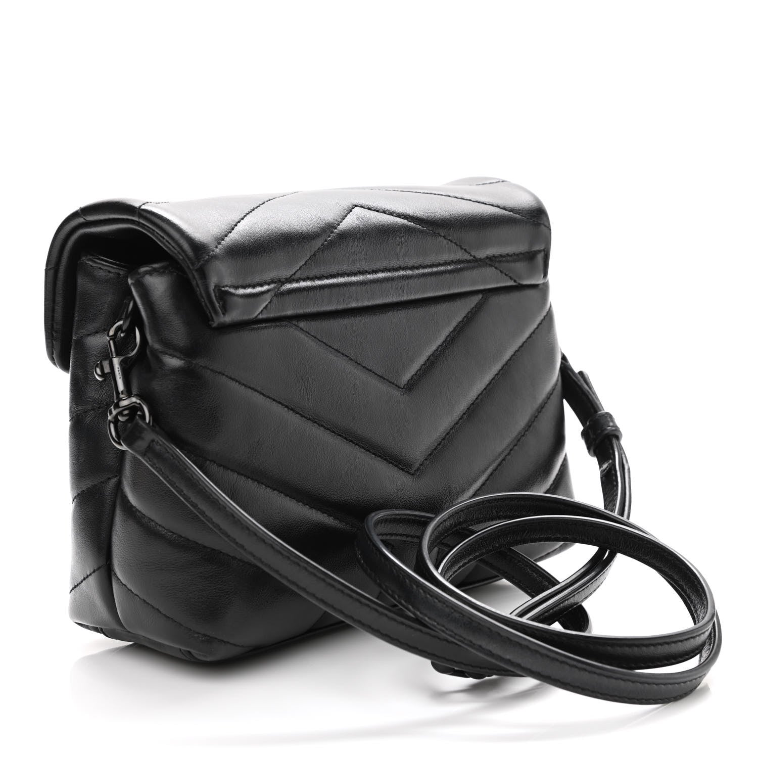 Saint Laurent Calfskin Y Quilted Monogram Toy Loulou Crossbody Bag Black 3 of 13