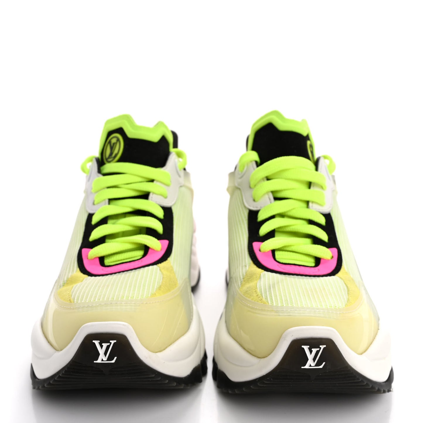 Mix Materials Suede Calfskin Run 55 Sneakers 36.5 Pink White Yellow