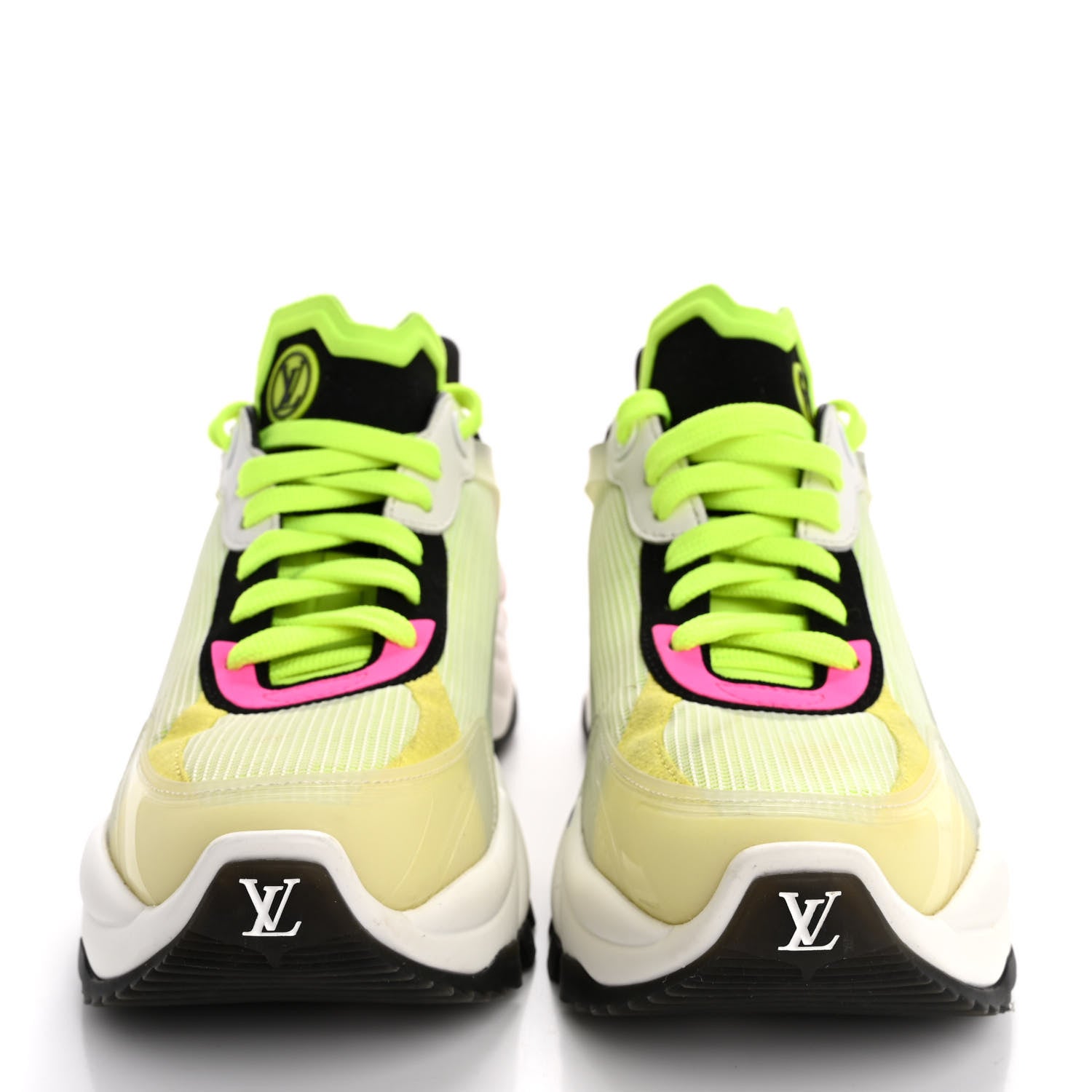 Louis Vuitton Mix Materials Suede Calfskin Run 55 Sneakers 36.5 Pink White Yellow 3 of 14