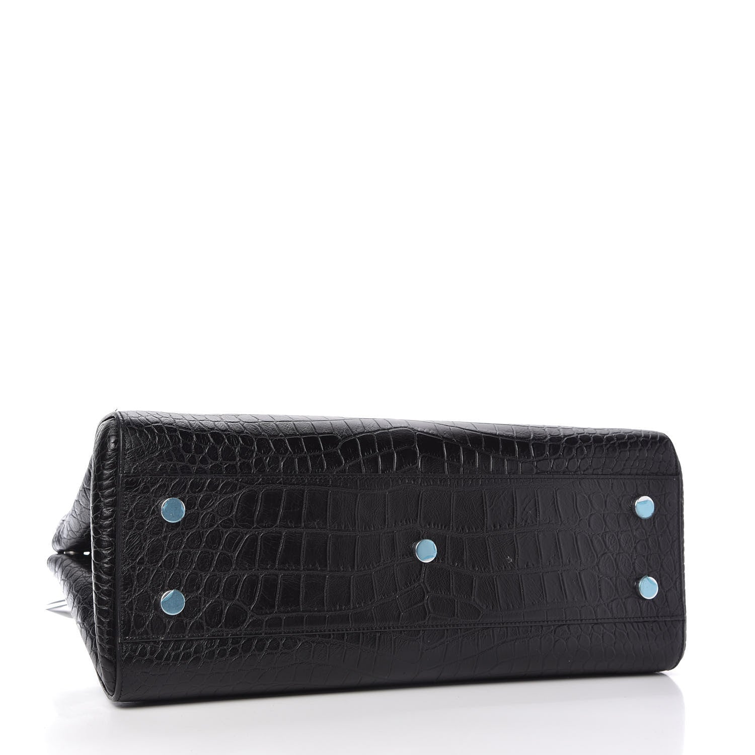 Saint Laurent Calfskin Crocodile Embossed Medium Cabas Rive Gauche Black 6 of 22