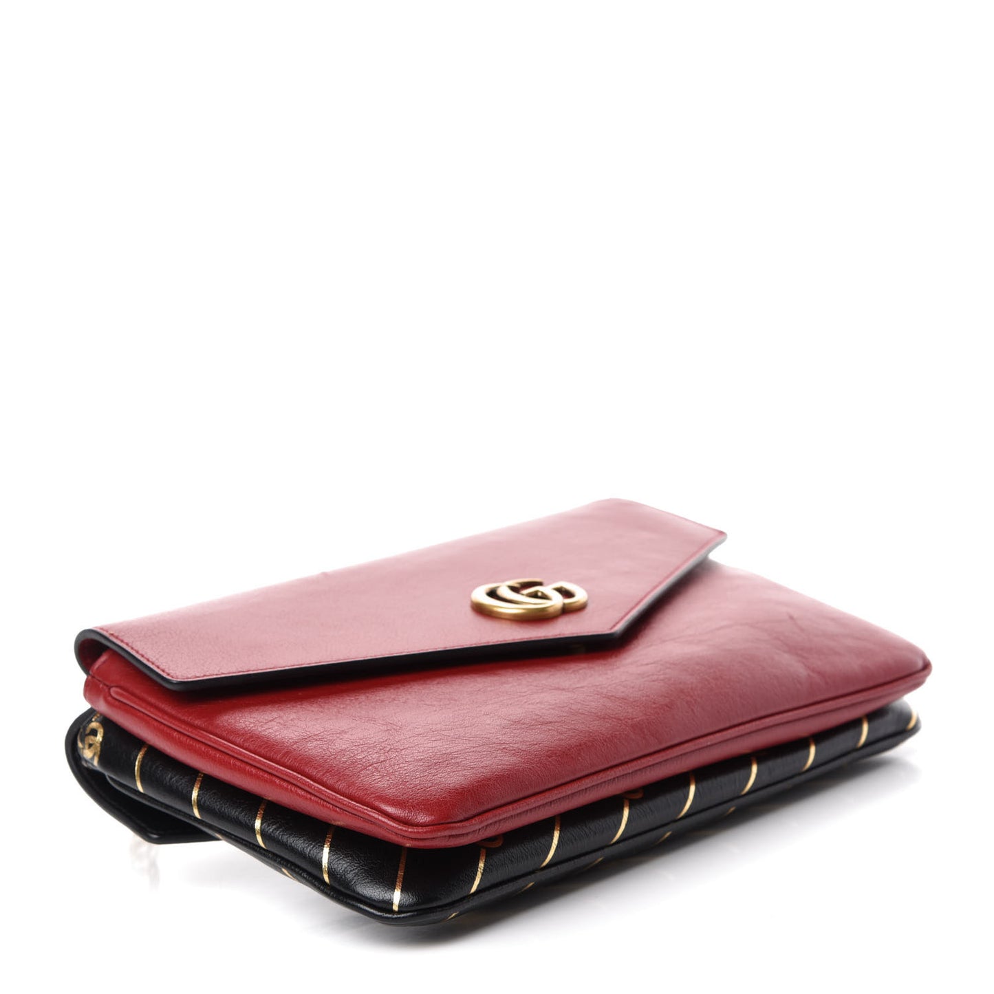 Calfskin Diagonal GG Medium Thiara Double Envelope Shoulder Bag Black Red