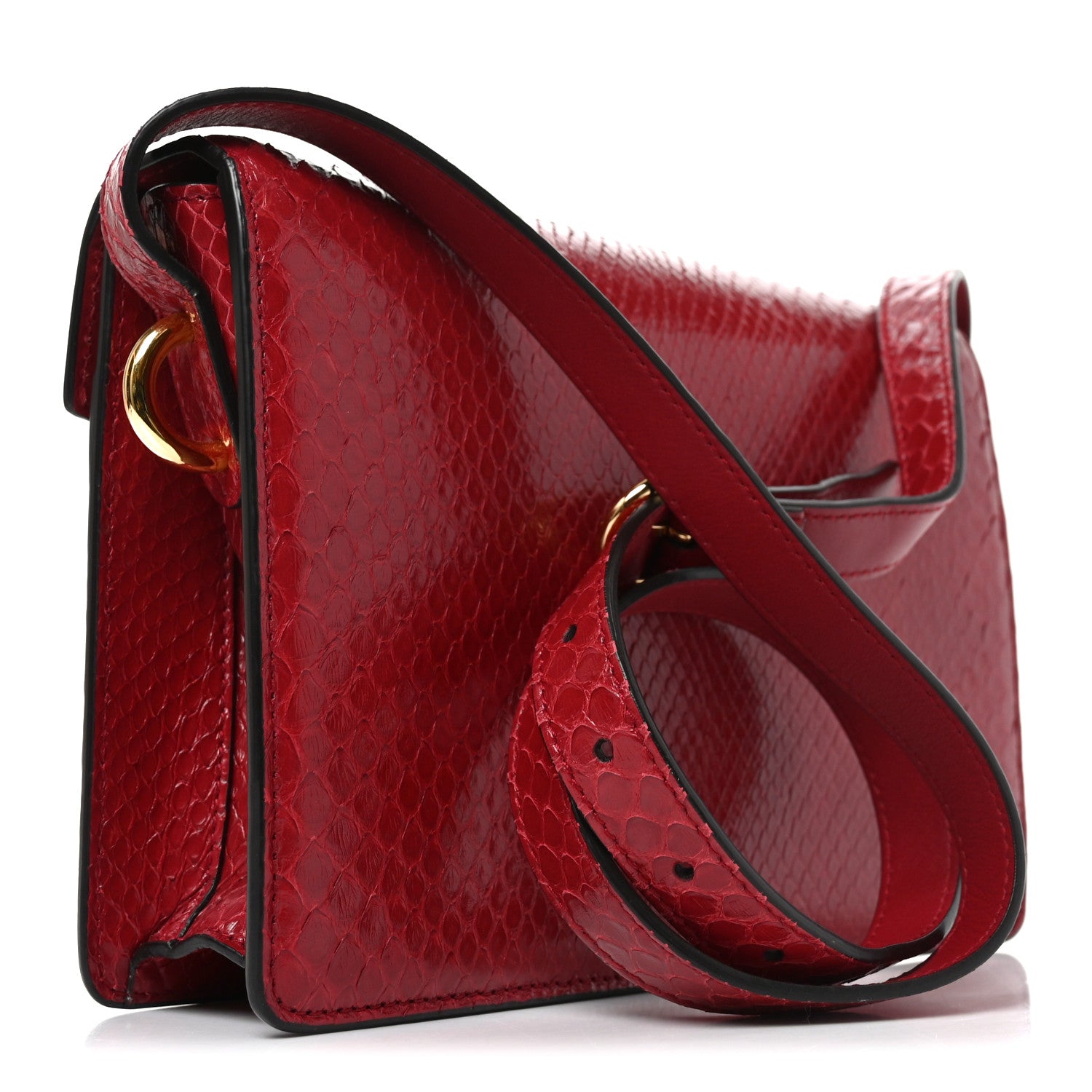 Gucci Snakeskin Small Torchon GG Ring Shoulder Bag Red 3 of 11