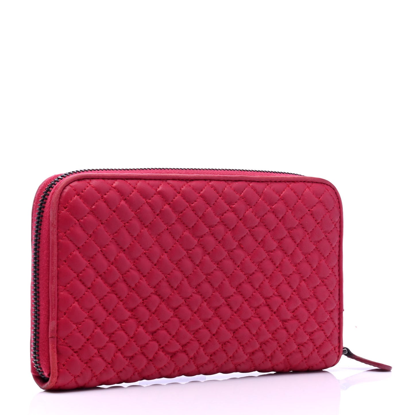 Nappa Bubble Quilted Zip Around Wallet Fuchsia