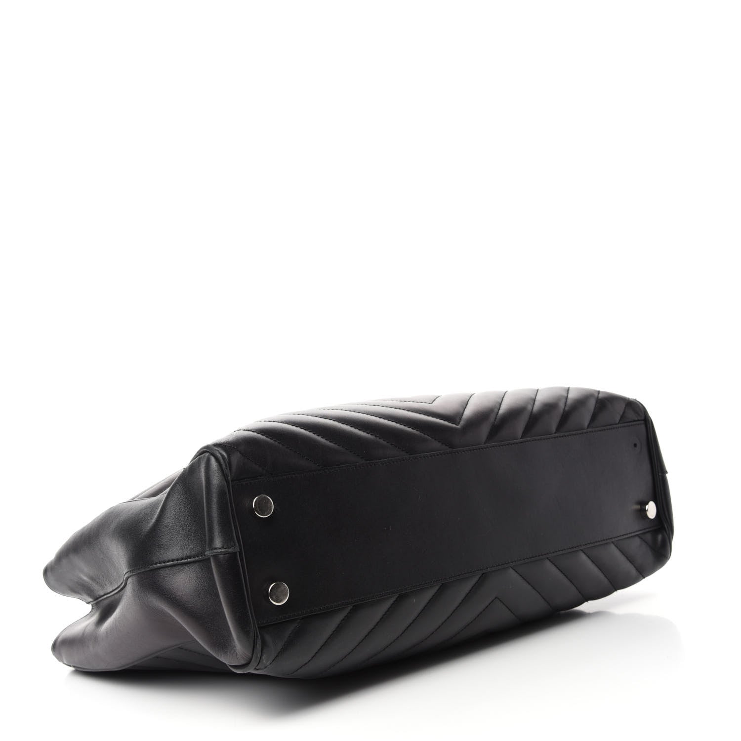 Saint Laurent Smooth Calfskin Matelasse Chevron Monogram Shopping Bag Black 4 of 16