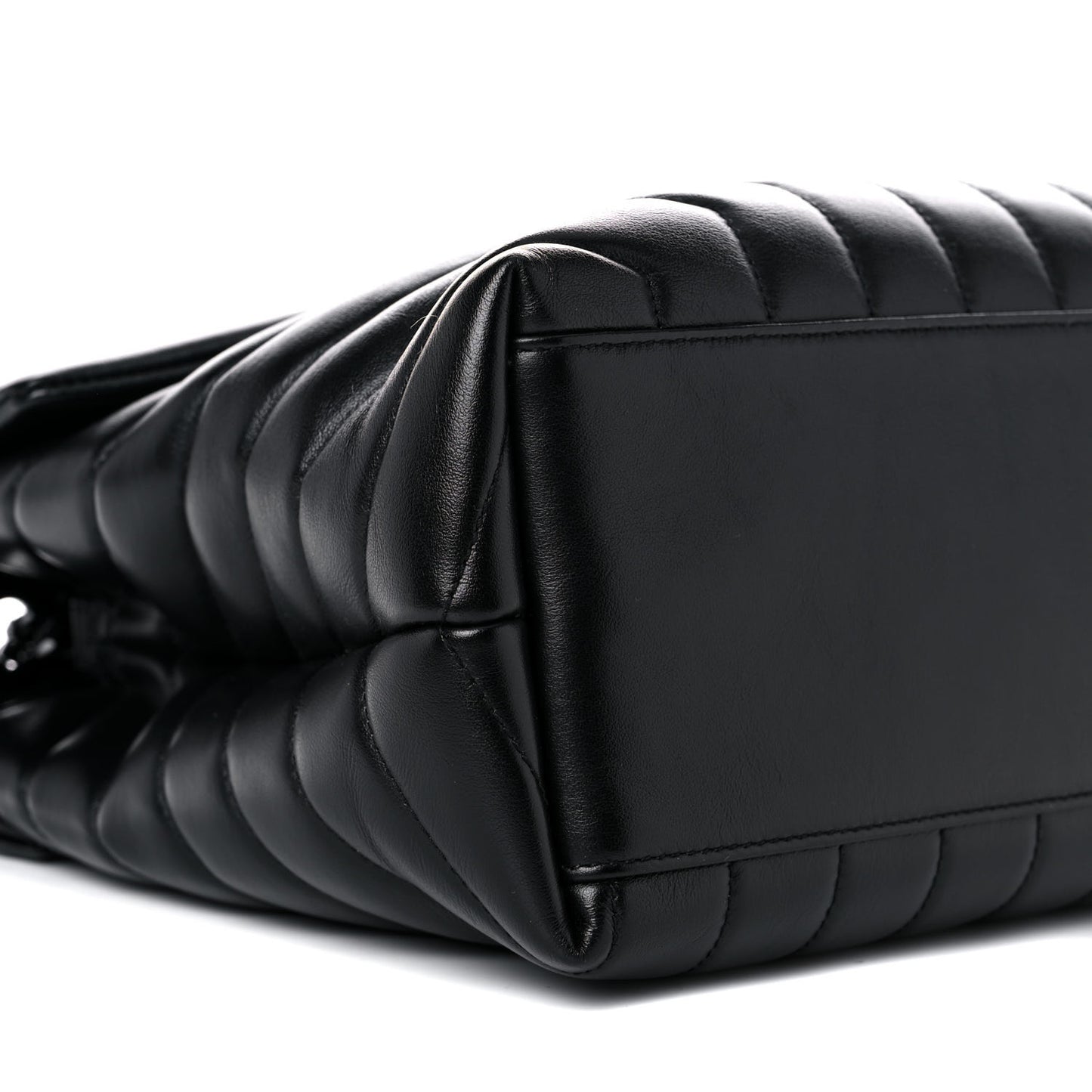 Calfskin Y Quilted Monogram Medium Loulou Chain Satchel Black
