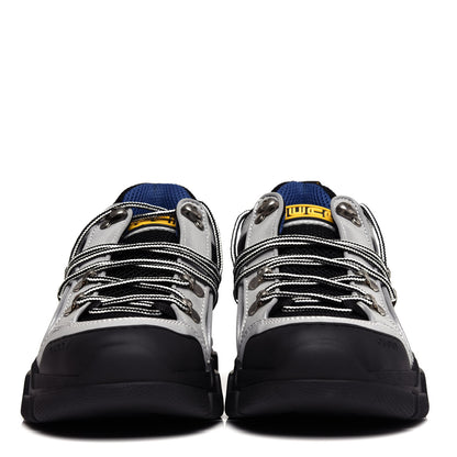 Gucci X SEGA Mesh Technical Canvas Calfskin Reflective Mens Flashtrek Sneakers 5 Silver Black 2 of 9