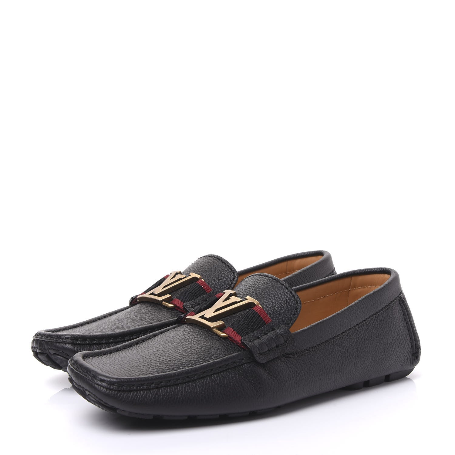 Louis Vuitton Grained Calfskin Monte Carlo Car Shoe Moccasin Loafers 5 Black 2 of 11