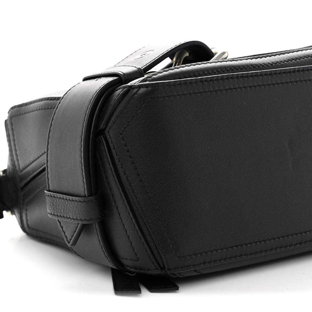 Shiny Calfskin Small Puzzle Biker Bag Black