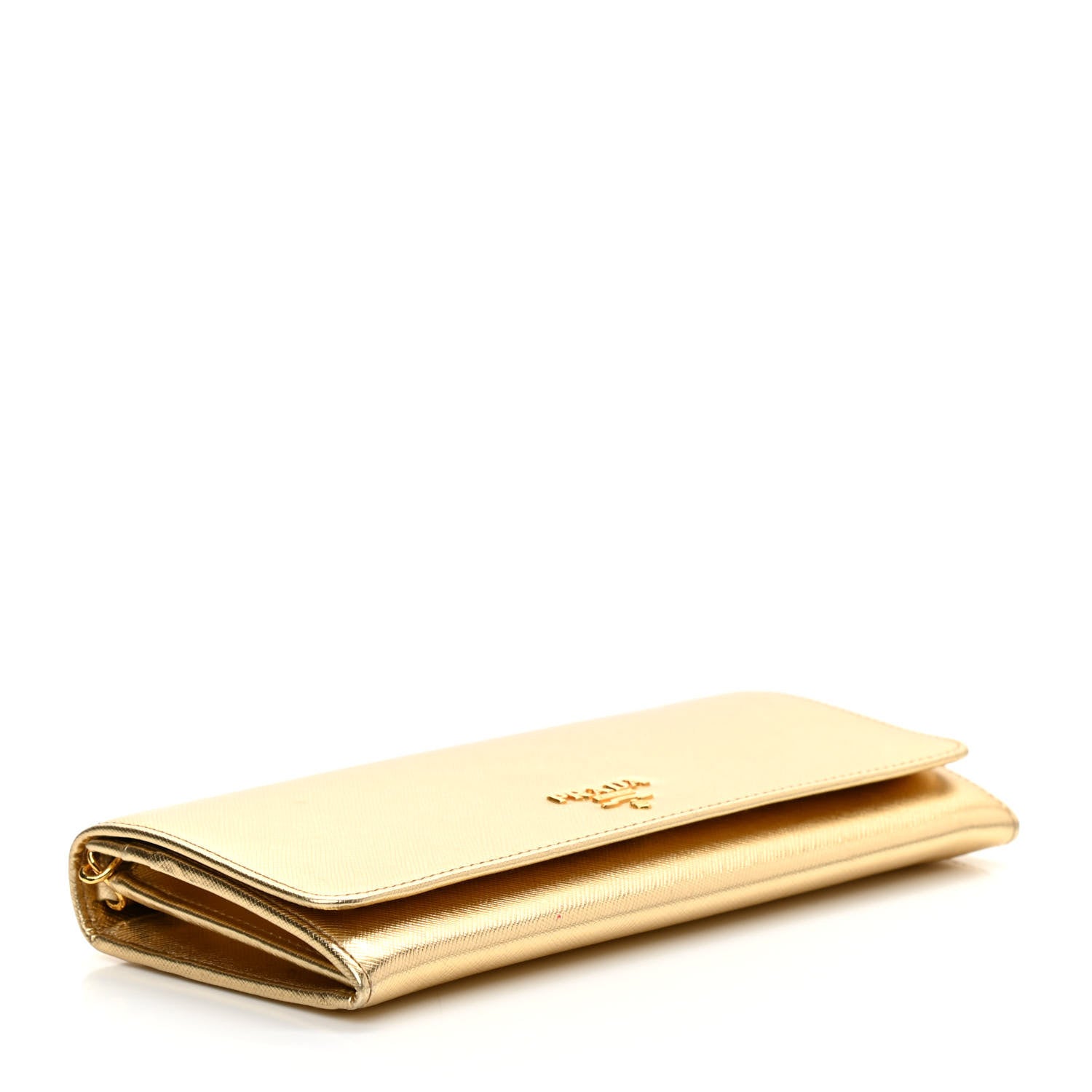 Prada Metallic Saffiano Metal Chain Wallet Platino 4 of 9
