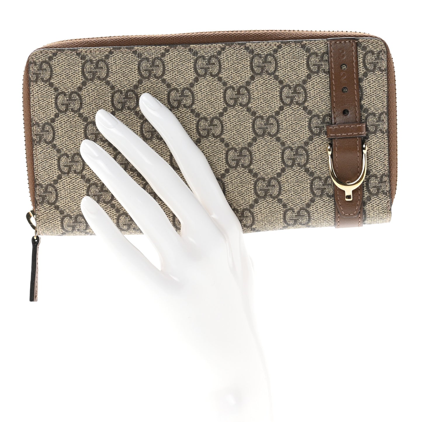 GG Supreme Monogram Nice Zip Around Wallet Maple Brown