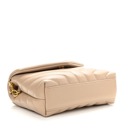 Saint Laurent Calfskin Y Quilted Monogram Toy Loulou Crossbody Bag Latte 4 of 11