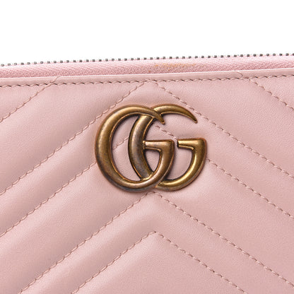 Gucci Calfskin Matelasse GG Marmont Zip Around Wallet Perfect Pink 8 of 9