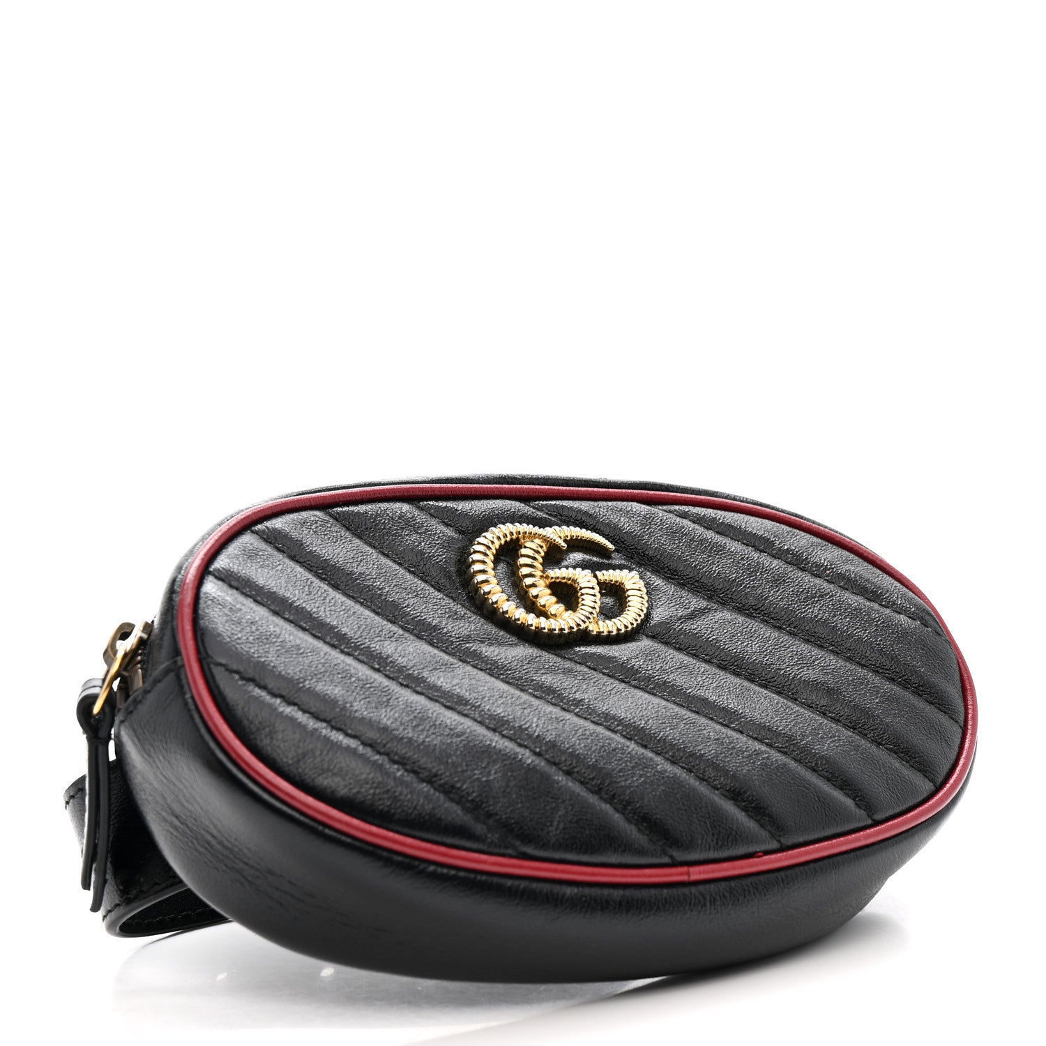 Gucci Azalea Calfskin Matelasse Diagonal Torchon GG Marmont Belt Bag 85 34 Black Romantic Cerise 4 of 12