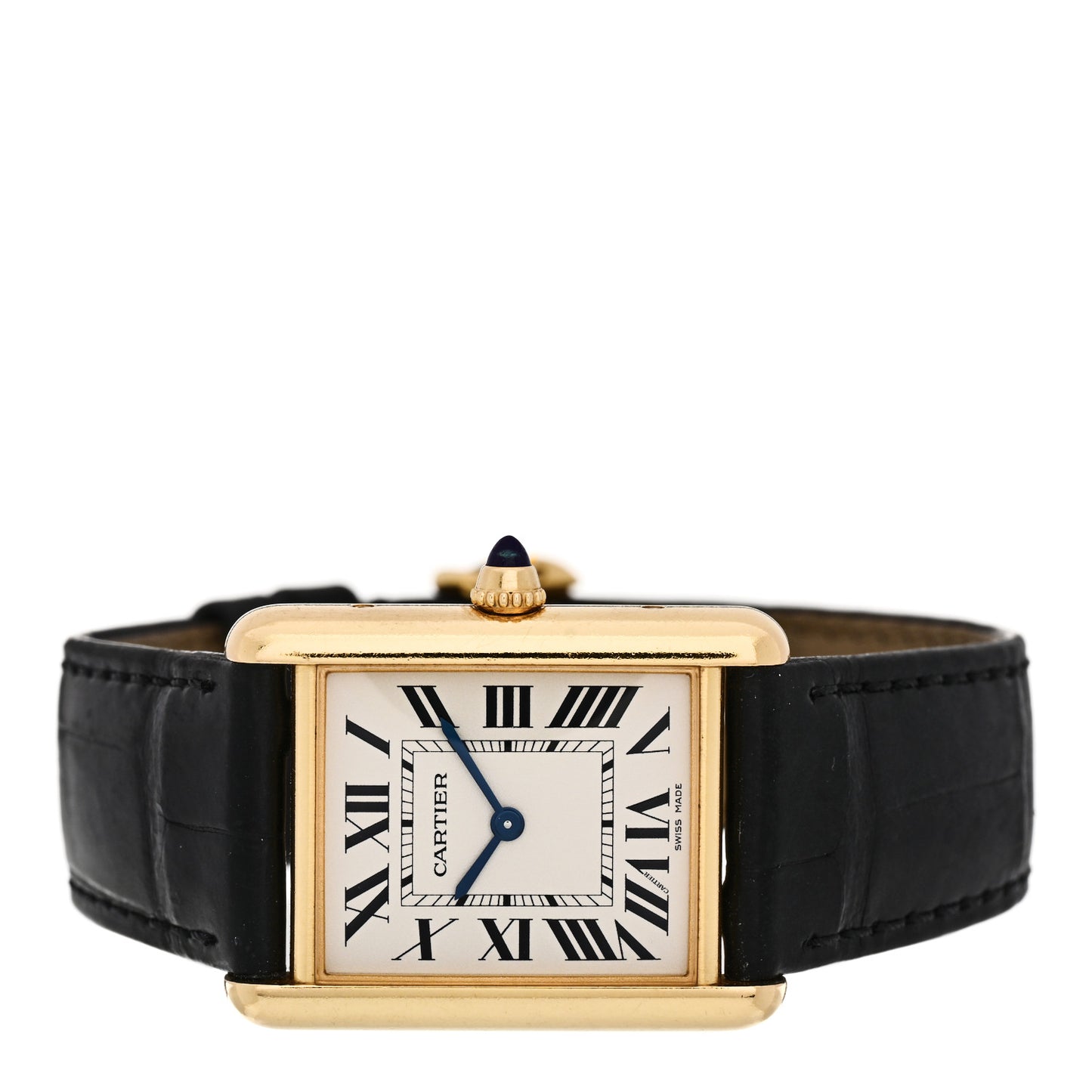 18K Yellow Gold Alligator 26mm Tank Louis Quartz Watch