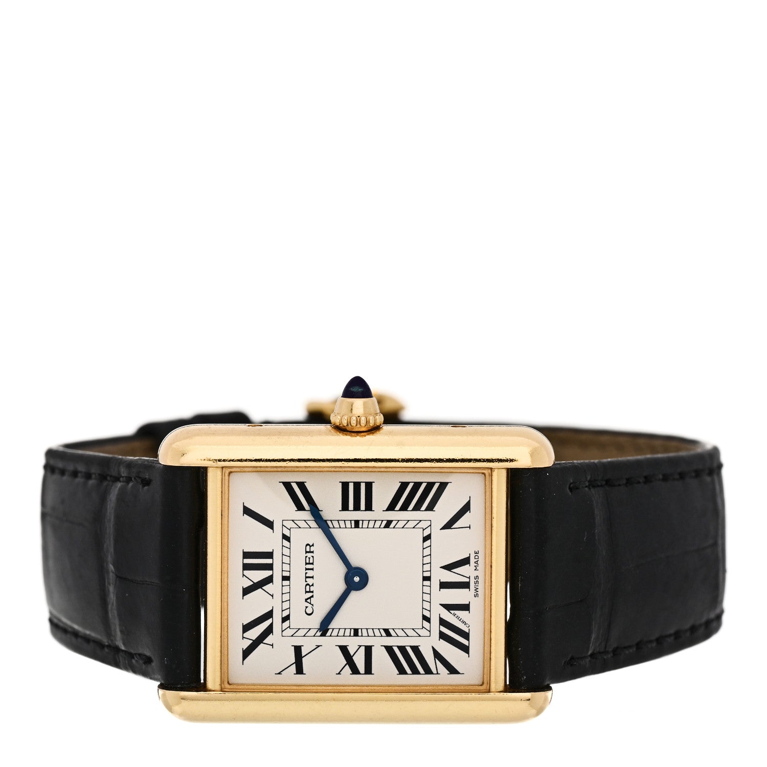 Cartier 18K Yellow Gold Alligator 26mm Tank Louis Quartz Watch 2 of 5