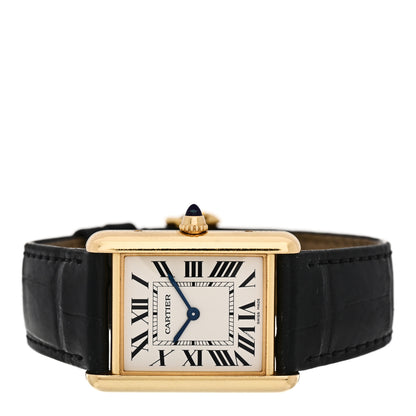 Cartier 18K Yellow Gold Alligator 26mm Tank Louis Quartz Watch 2 of 5