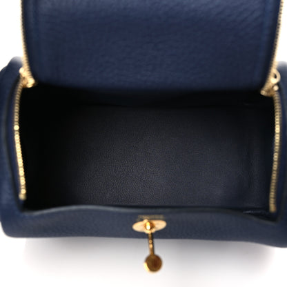 Hermes Taurillon Clemence Mini Lindy 20 Bleu Saphir 5 of 10