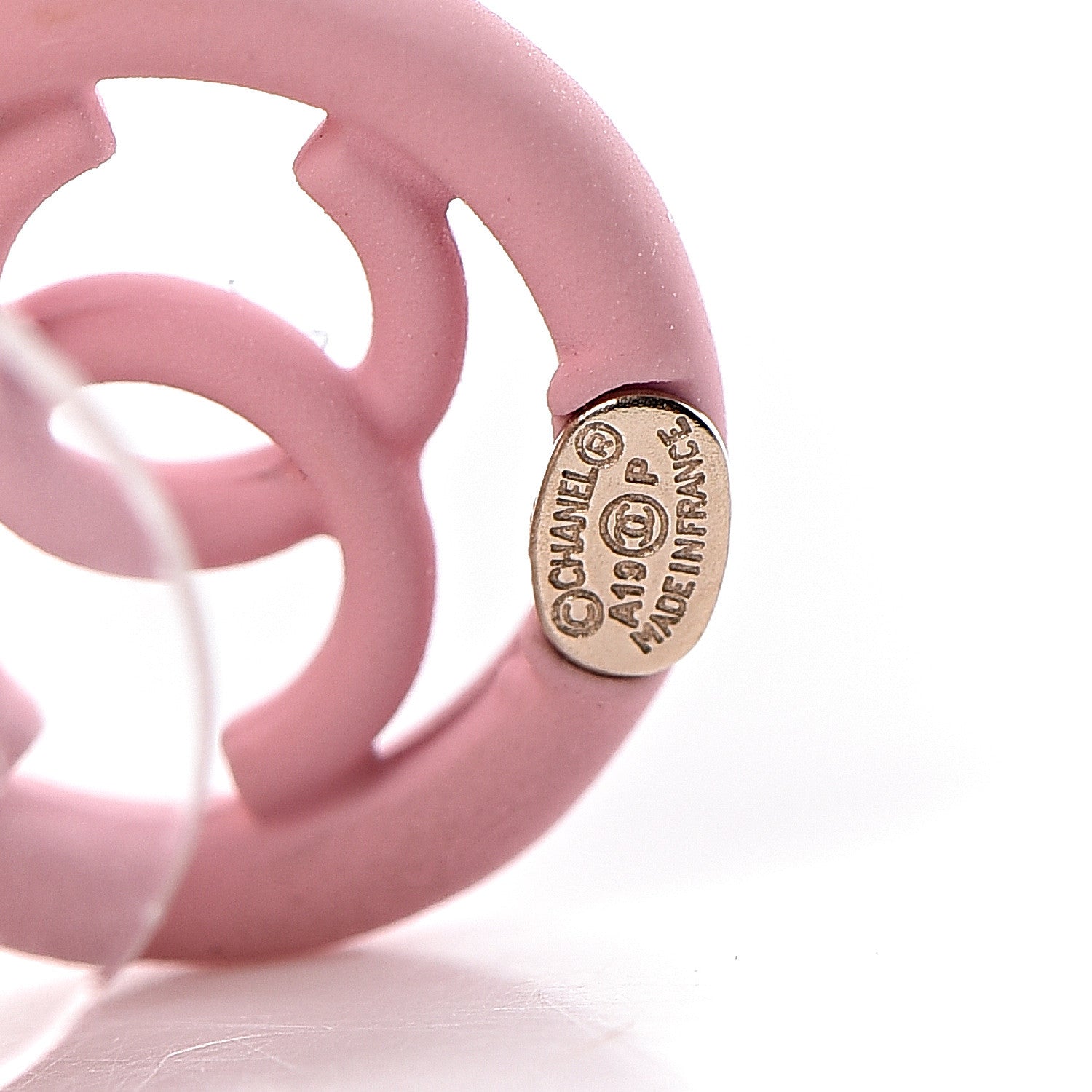 Chanel Rubber CC Earrings Pink 4 of 5