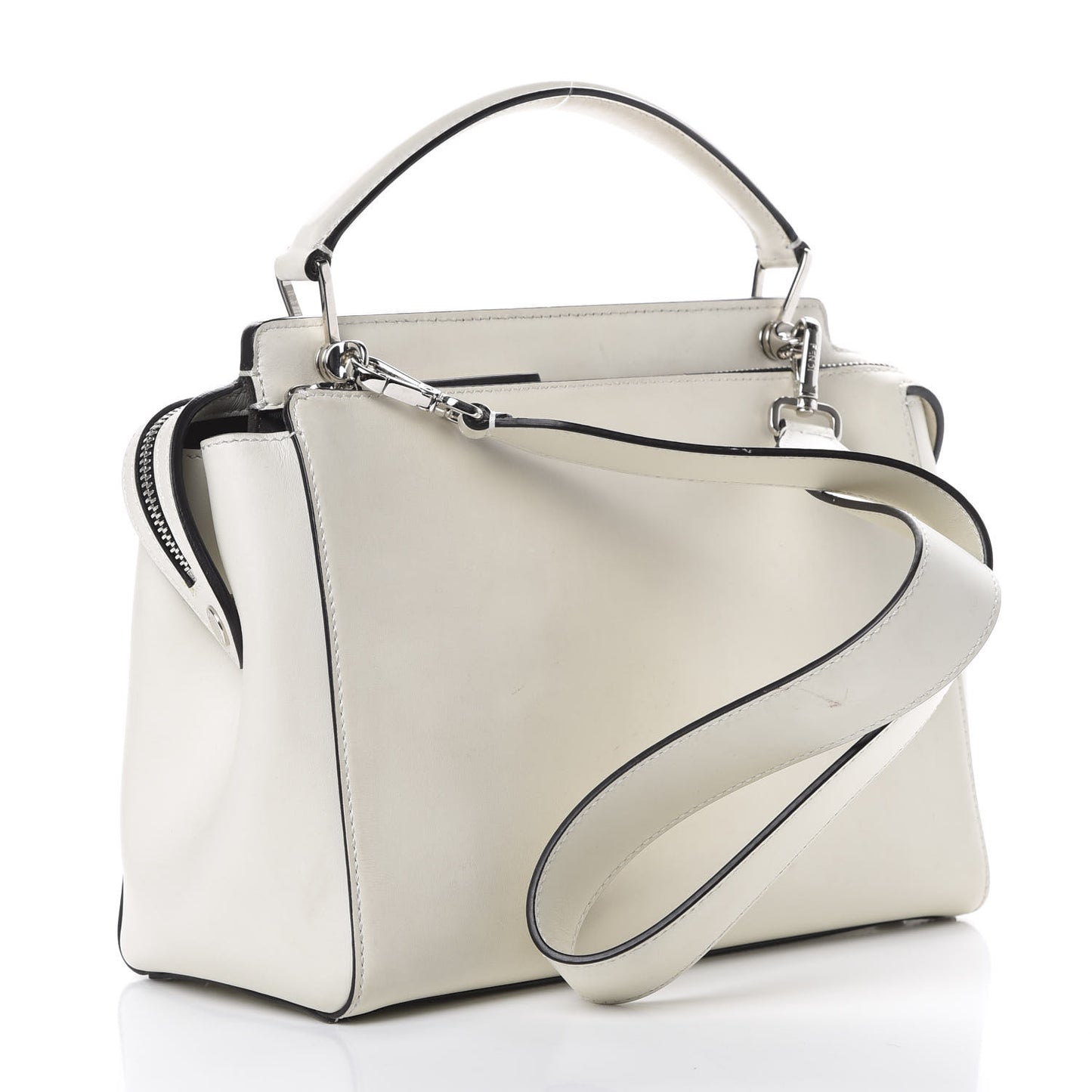 Vitello Baltico Dolce Shiny Nappa Lace Up DotCom Satchel White Parrot