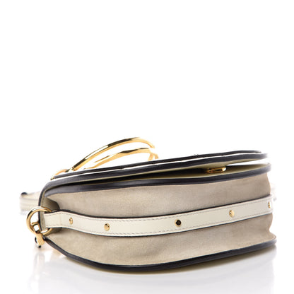 Chloe Calfskin Suede Quilted Small Nile Bracelet Bag Natural White 4 of 8
