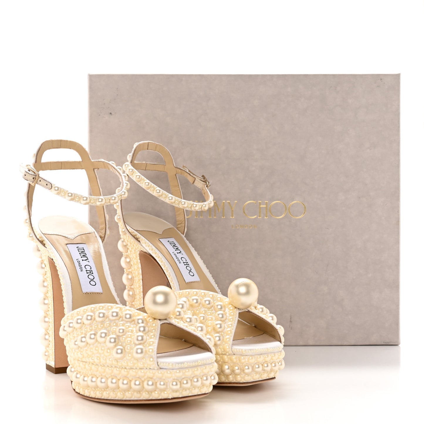 Pearl Satin Sacaria 120 Sandals 40 White