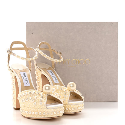 Jimmy Choo Pearl Satin Sacaria 120 Sandals 40 White 15 of 15