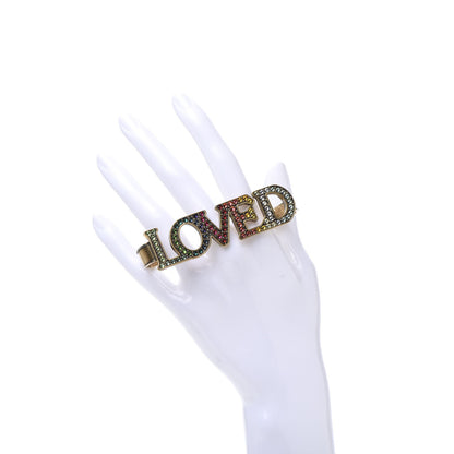 Gucci Metal Crystal Loved Palm Cuff Hand Piece Aged Gold 2 of 6