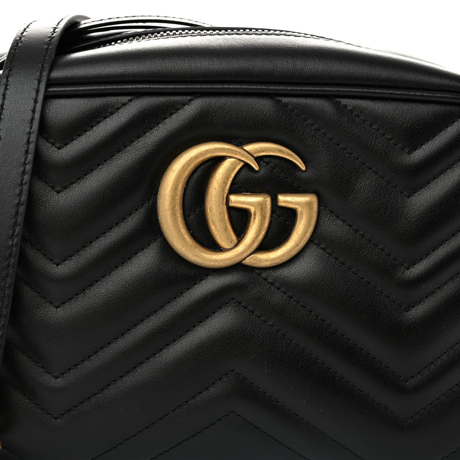 Gucci Calfskin Matelasse Small GG Marmont Chain Shoulder Bag Black 8 of 10