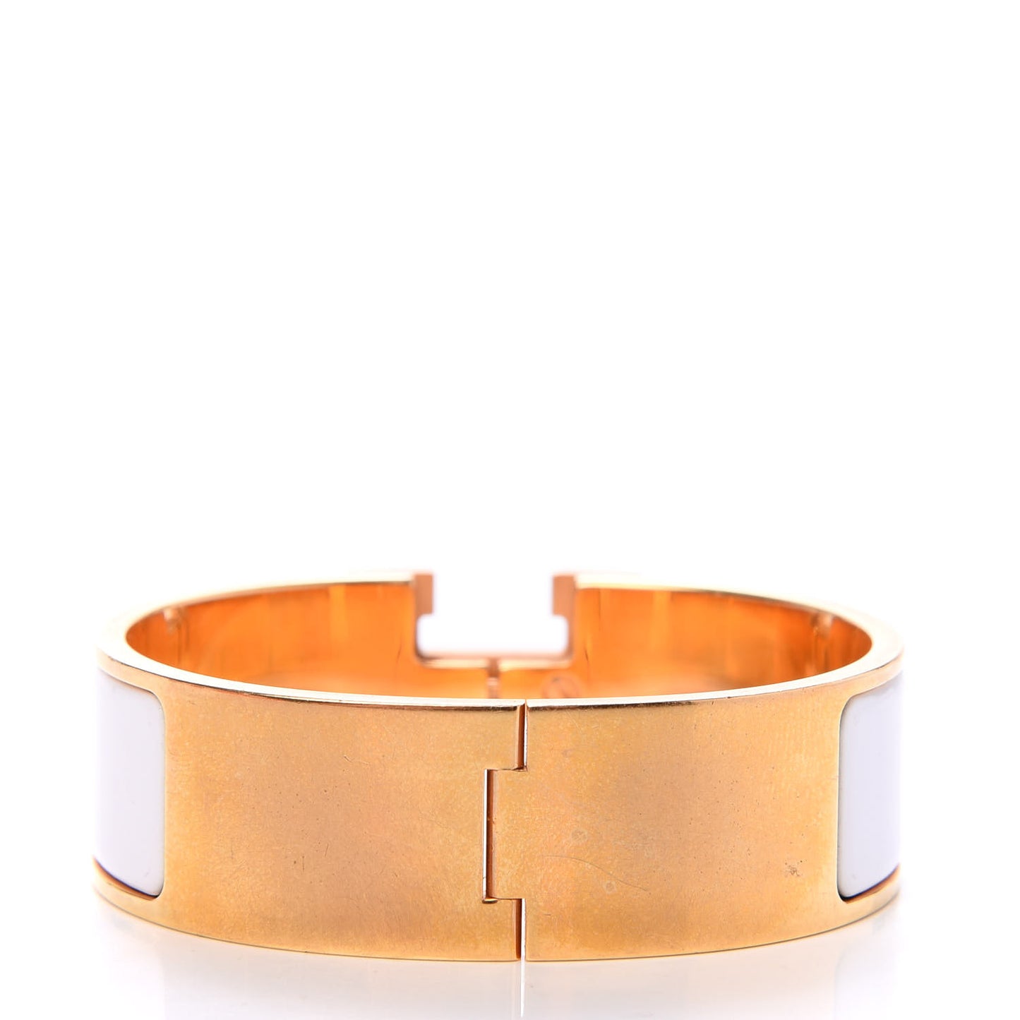 Enamel Wide Clic Clac H Bracelet GM White