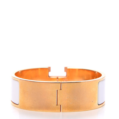 Hermes Enamel Wide Clic Clac H Bracelet GM White 3 of 5