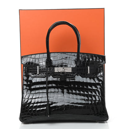 Hermes Shiny Niloticus Crocodile Birkin 30 Black 35 of 35