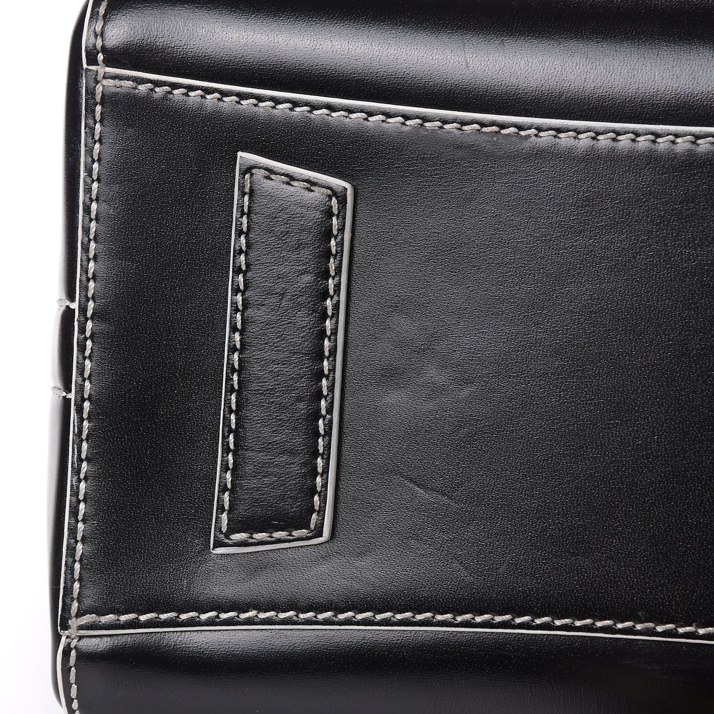Calfskin Contrast Topstitch Small Antigona Black White