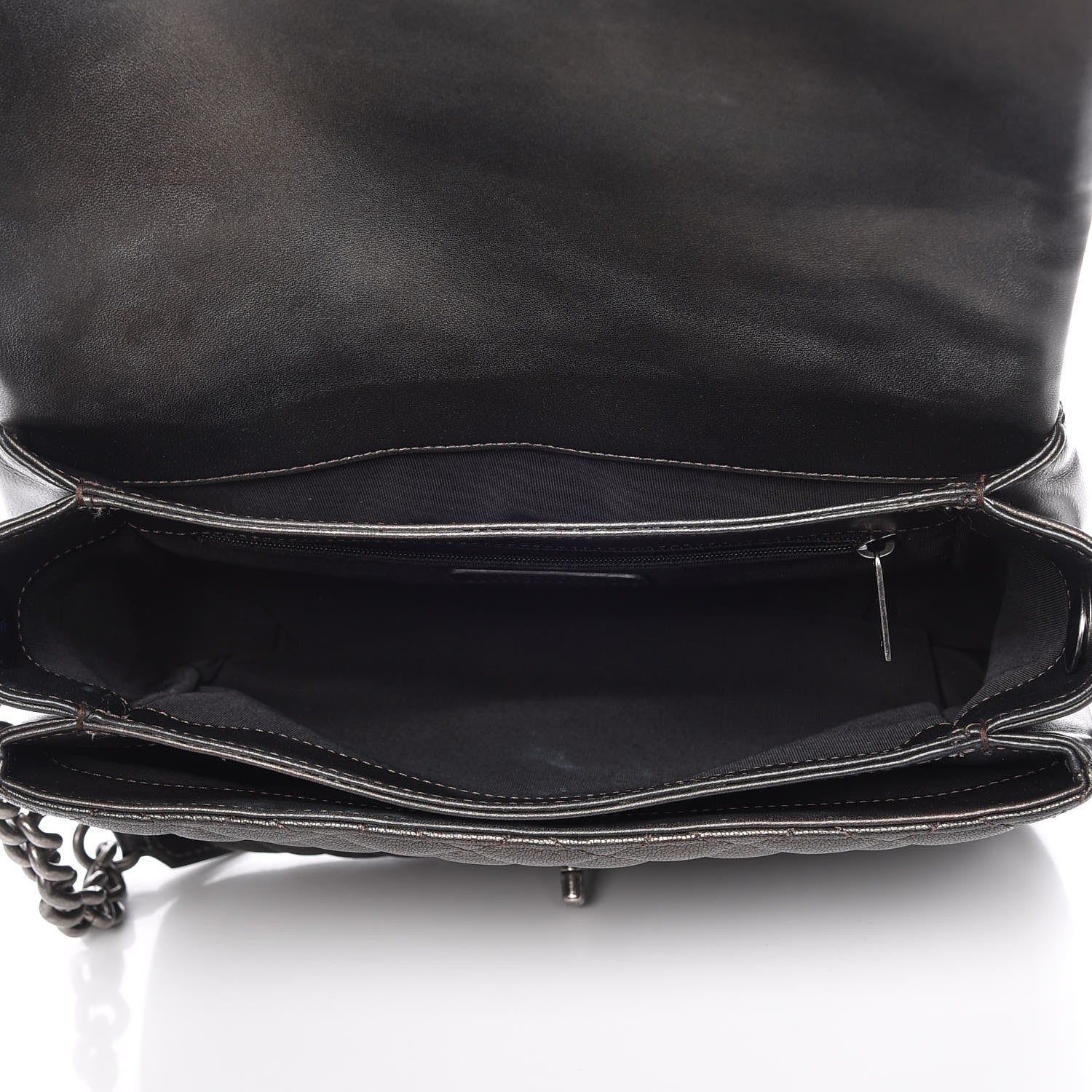 Chanel Metallic Goatskin Quilted Medium Rock In Rome Flap Charcoal 5 of 10
