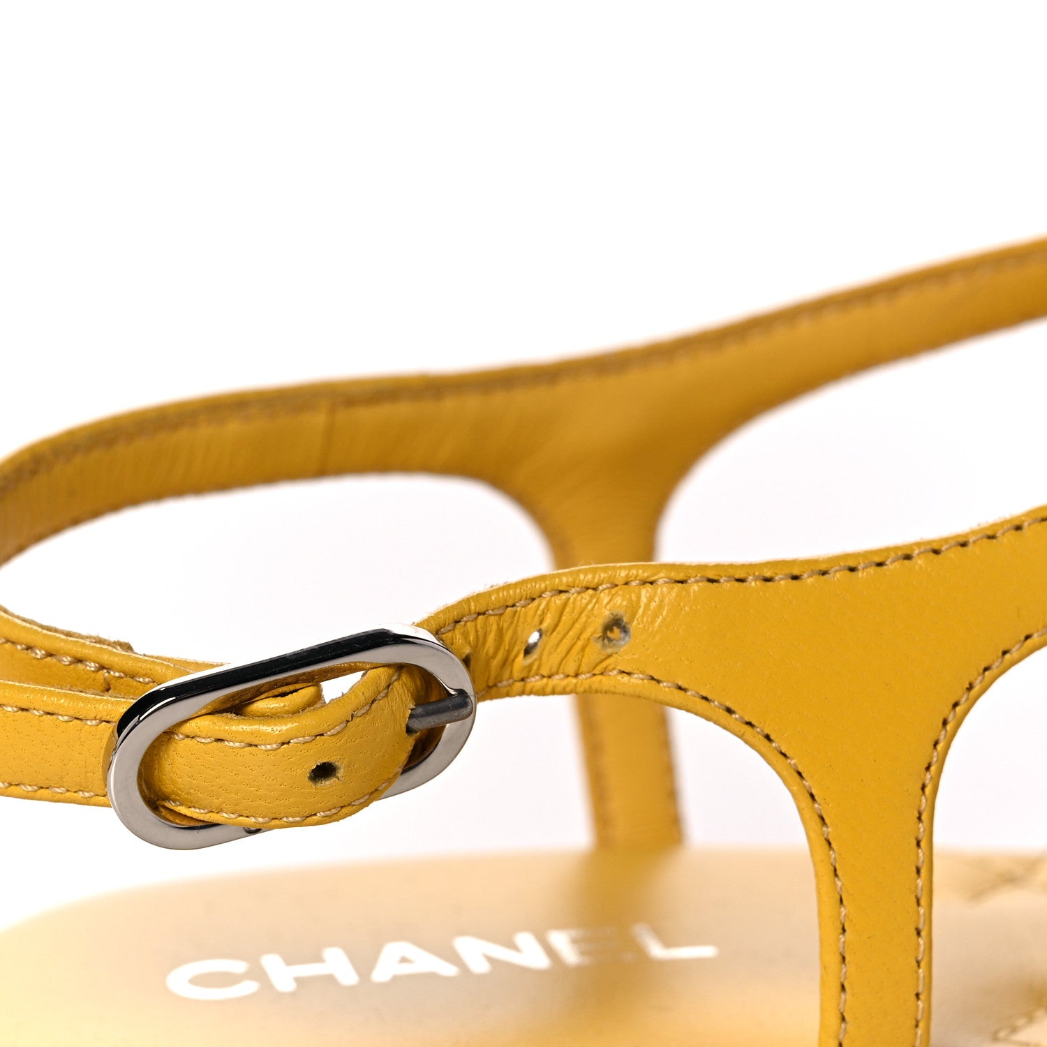 Chanel Lambskin CC Logo Thong Sandals 35 Yellow 9 of 11