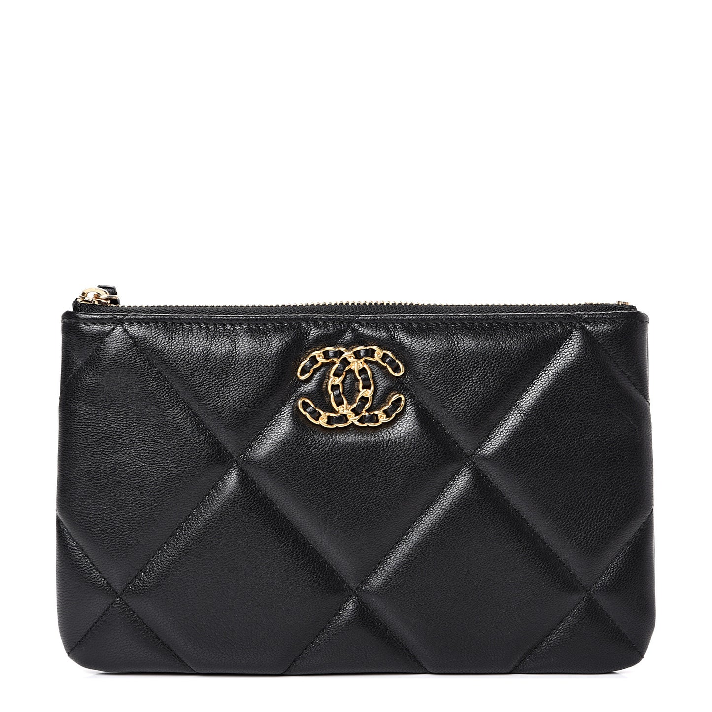 Goatskin Quilted 19 Cosmetic Case Black