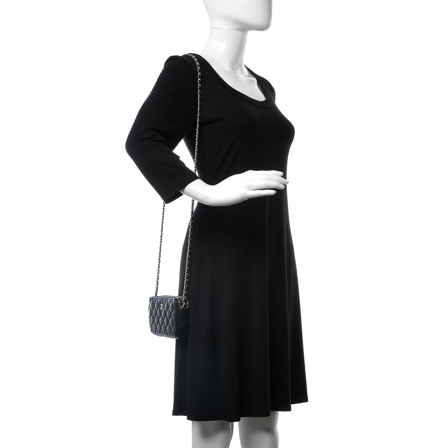 Lambskin Quilted Small Clutch With Chain Black