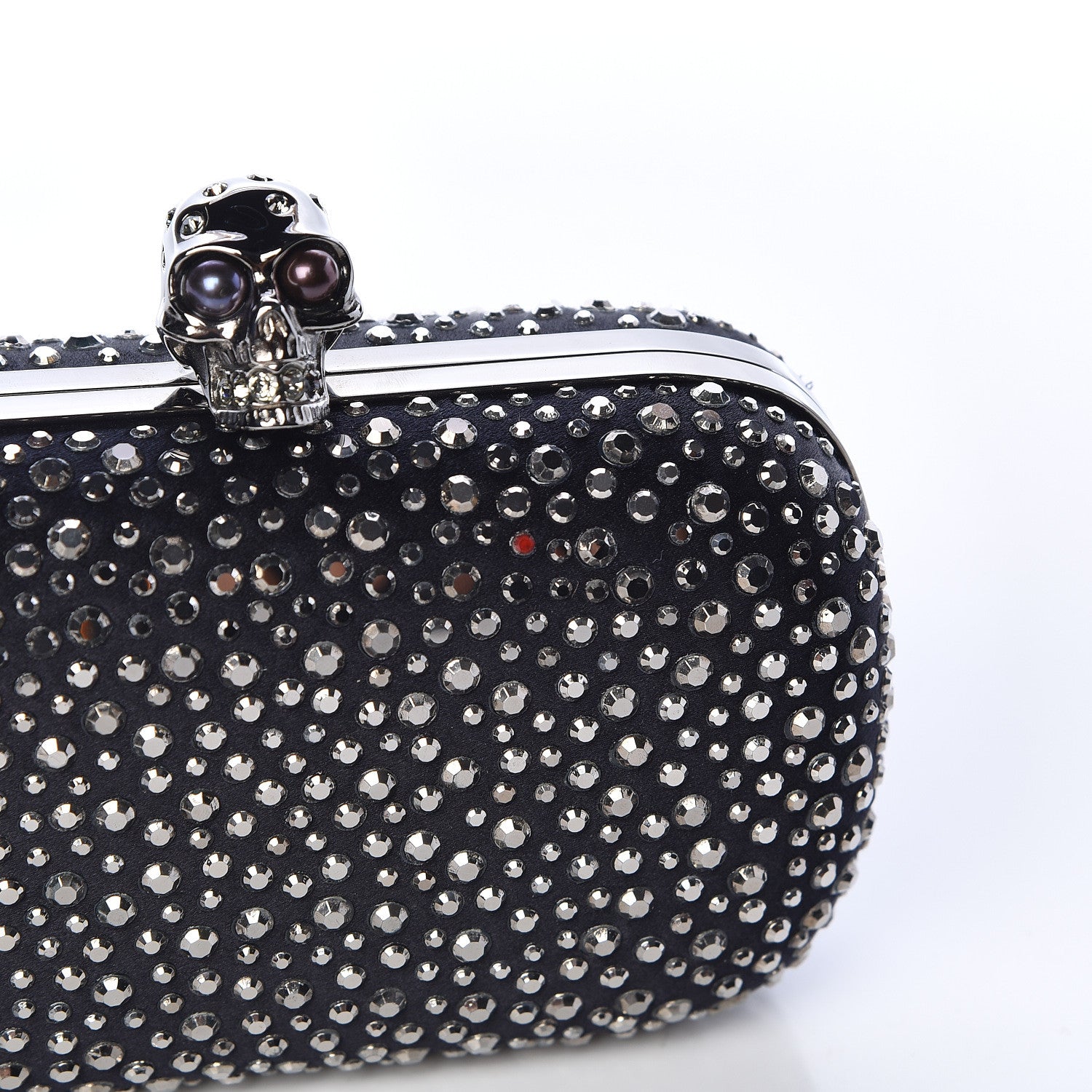 Alexander McQueen Silk Crystal Skull Box Clutch Black 2 of 8