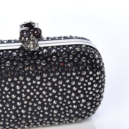 Alexander McQueen Silk Crystal Skull Box Clutch Black 2 of 8