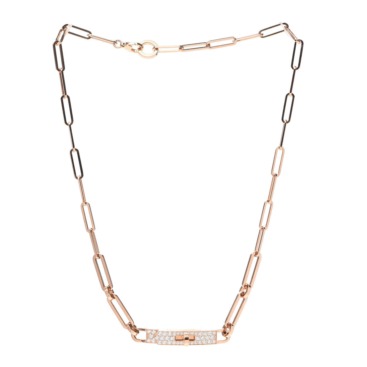 18K Rose Gold Diamond Pave Kelly Chaine Choker Necklace