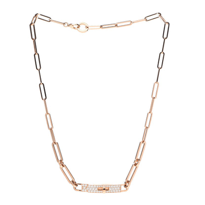 Hermes 18K Rose Gold Diamond Pave Kelly Chaine Choker Necklace 3 of 9