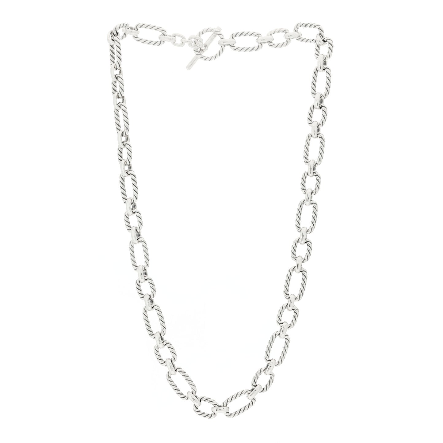 Sterling Silver Blue Sapphire 9.5mm Cushion Link Chain Necklace