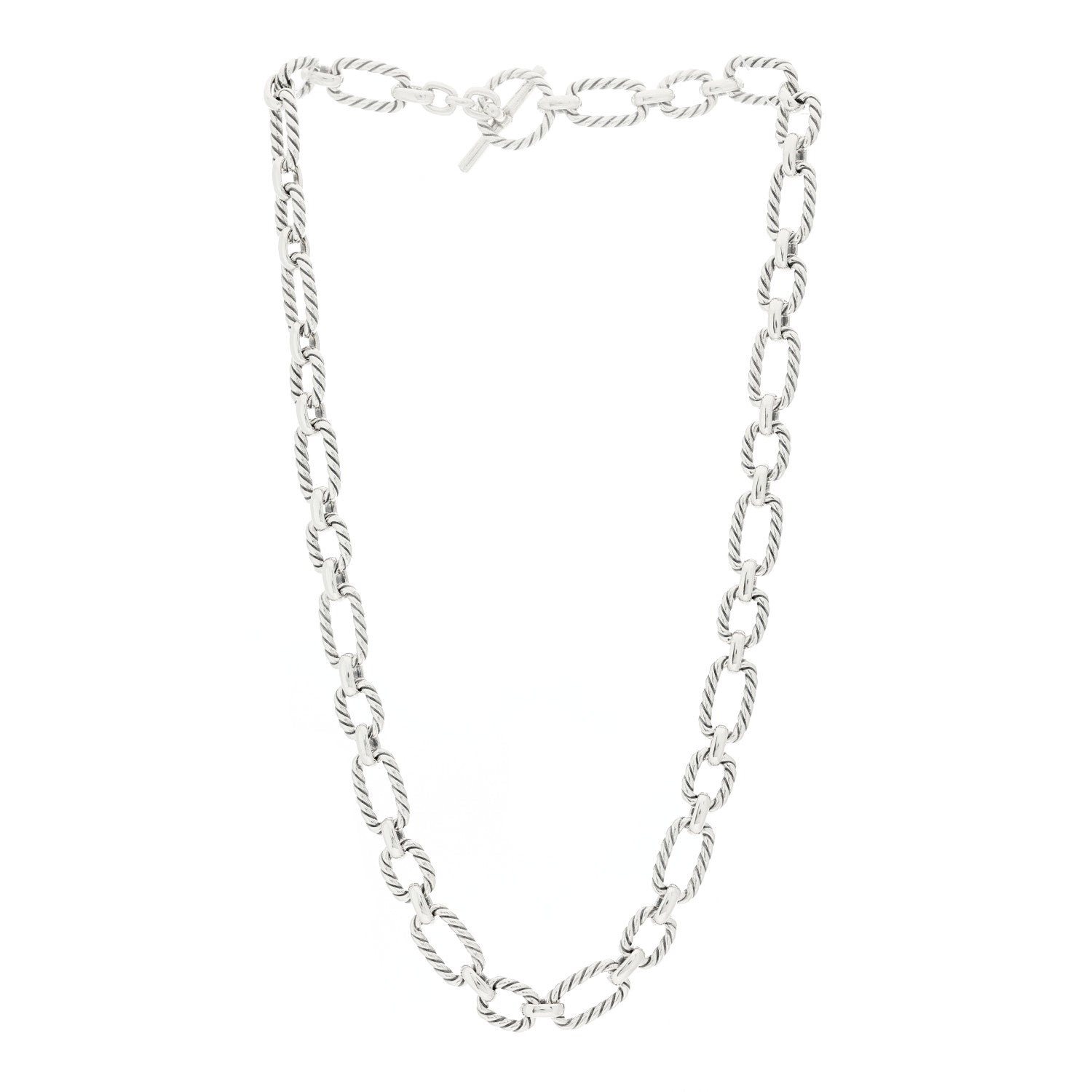 David Yurman Sterling Silver Blue Sapphire 9.5mm Cushion Link Chain Necklace 3 of 5
