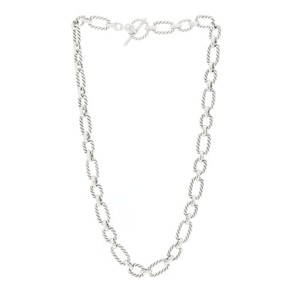 David Yurman Sterling Silver Blue Sapphire 9.5mm Cushion Link Chain Necklace 3 of 5