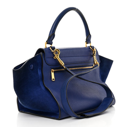 Celine Drummed Calfskin Suede Medium Trapeze Indigo 3 of 19
